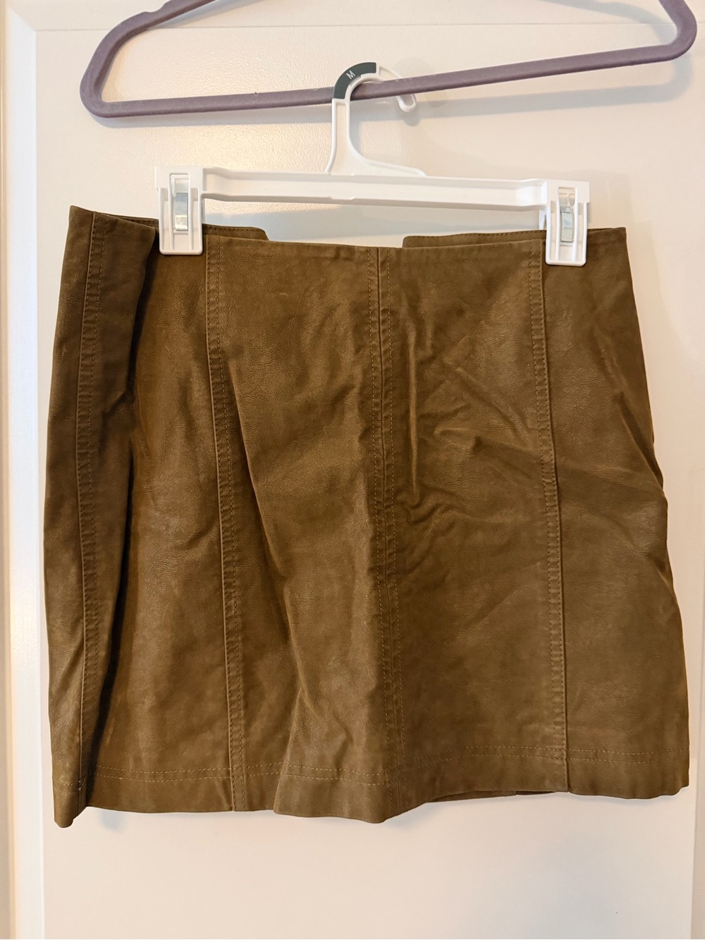 Free People Olive Brown Faux Suede Mini Skirt